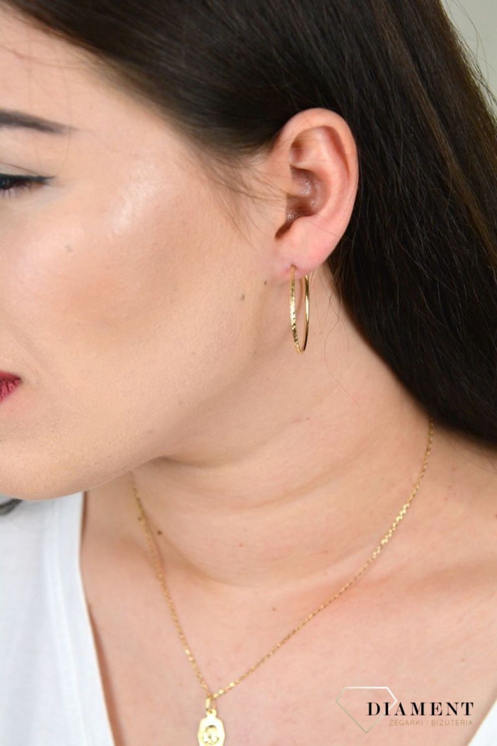 Złote kolczyki grawerowane koła 3 cm KL 9823A.jpg